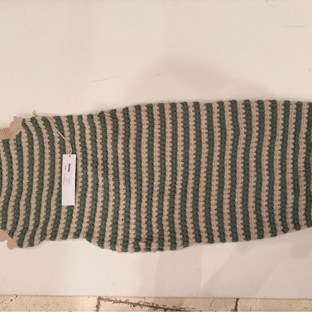 Lumiere Green and Beige Striped Maxi Dress